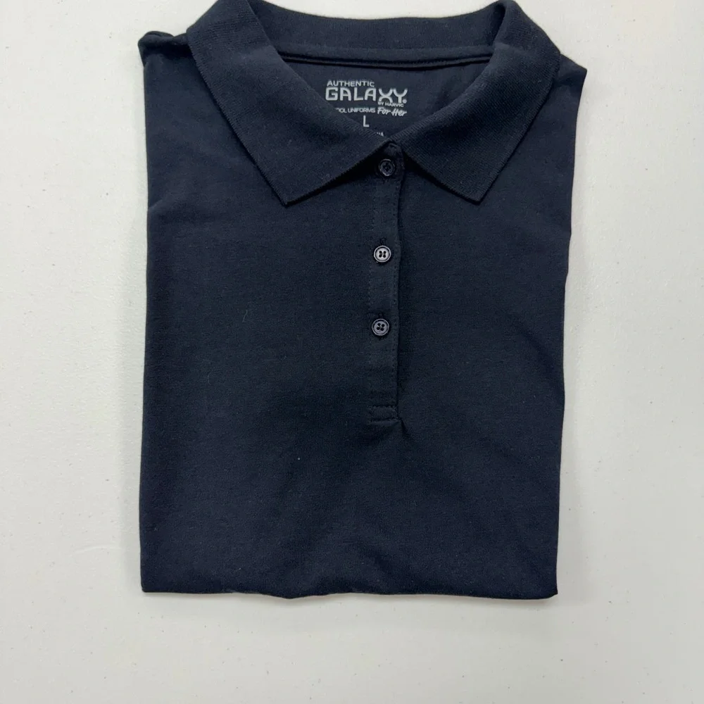 Junior Girls Black Polo Shirts Size Large 6-Pack School Uniform
